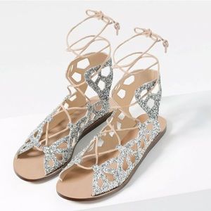 ZARA glitter gladiator sandals